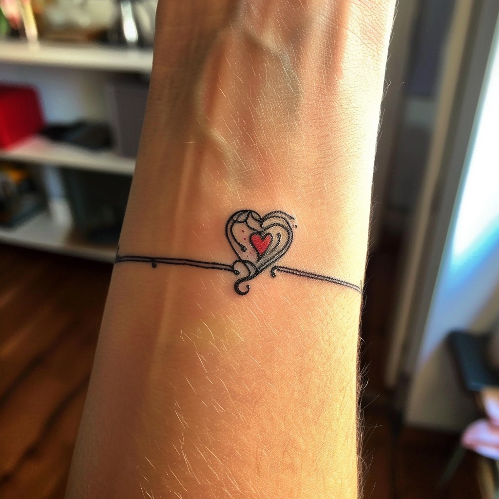 Tatouages bracelets avec motif en cœur