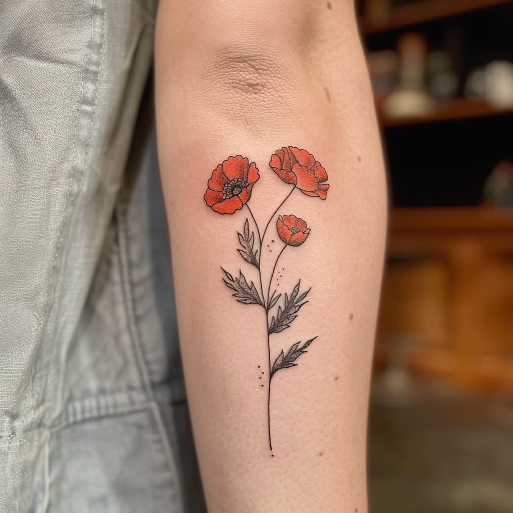 Tatouage Coquelicot Avant-Bras