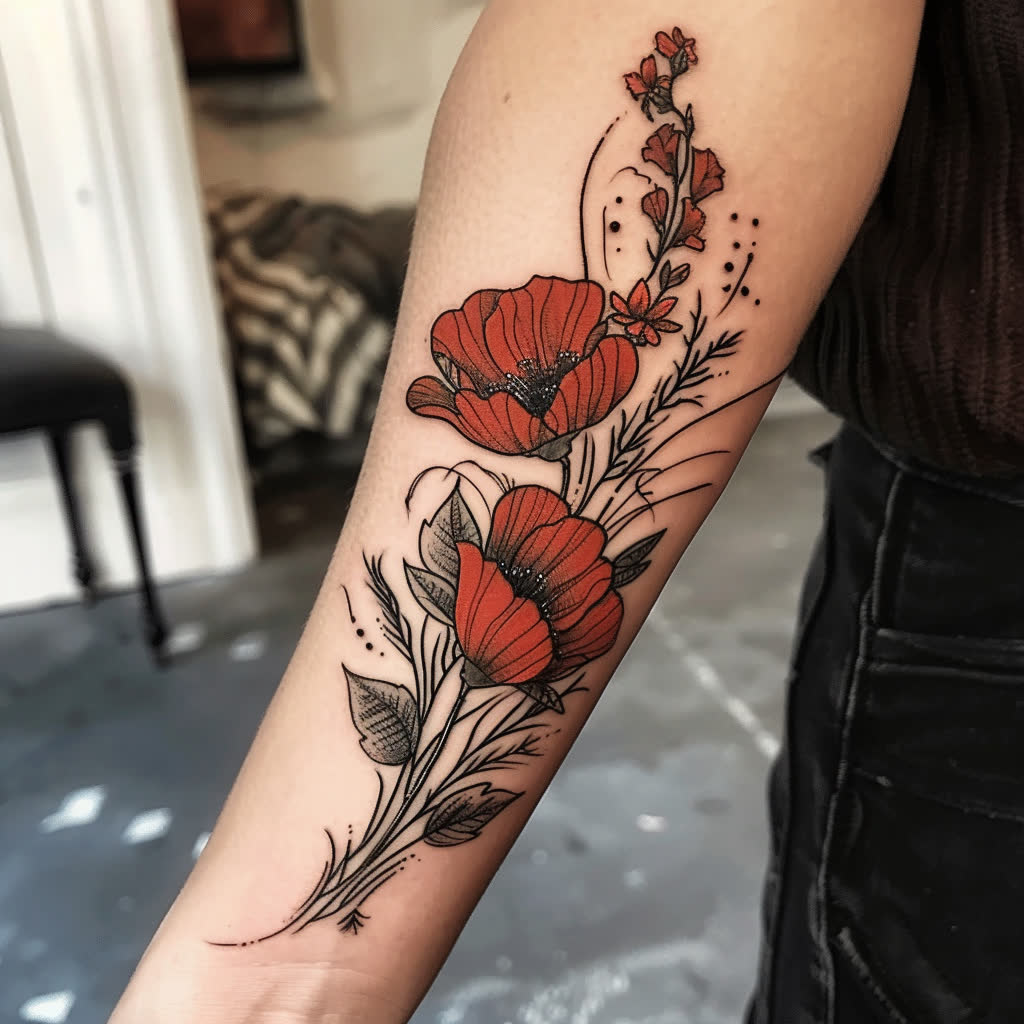 Tatouage Coquelicot Avant-Bras