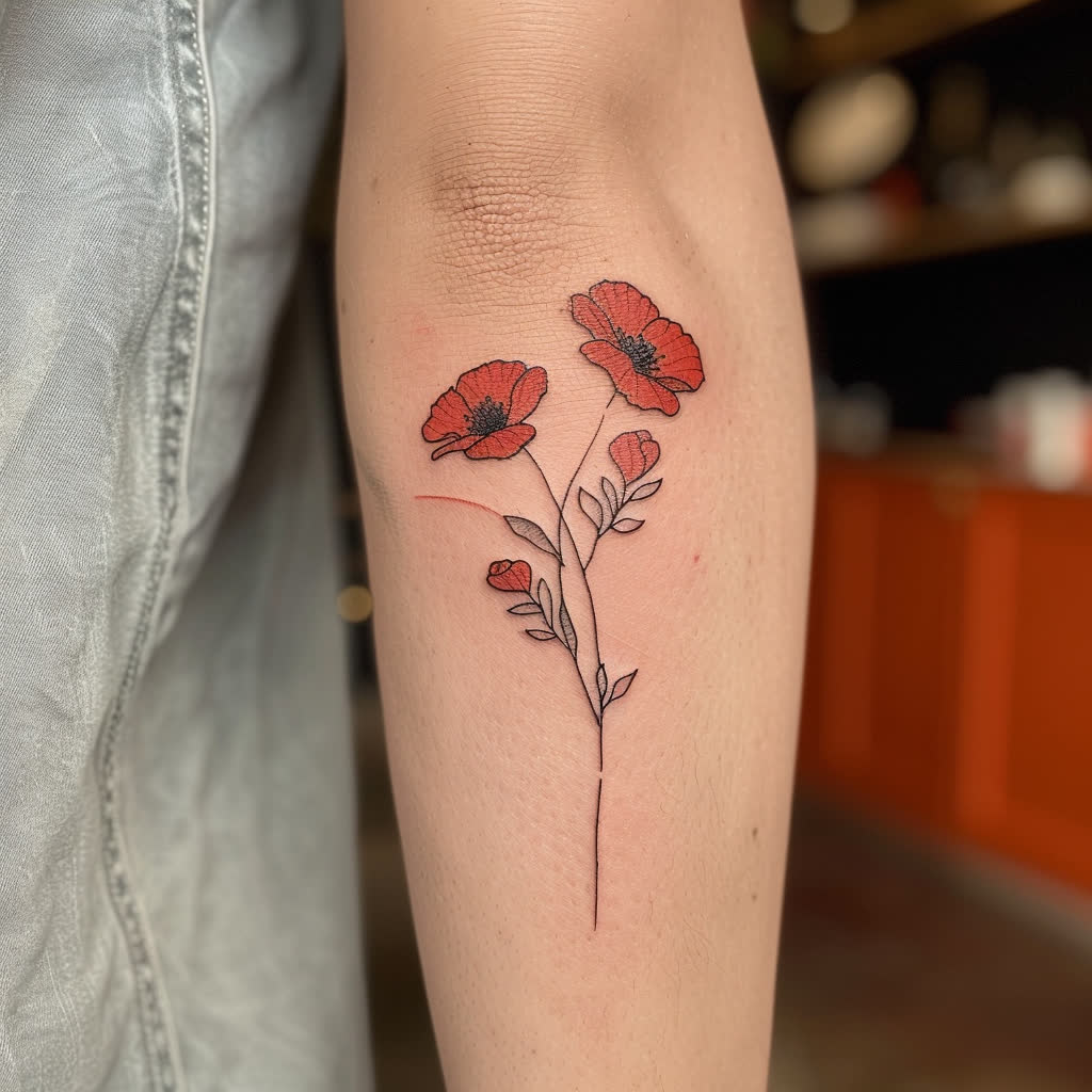 Tatouage Coquelicot Avant-Bras