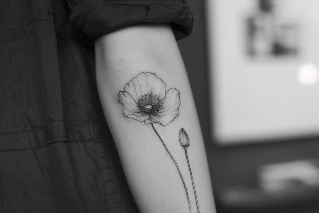 Tatouage Coquelicot Noir