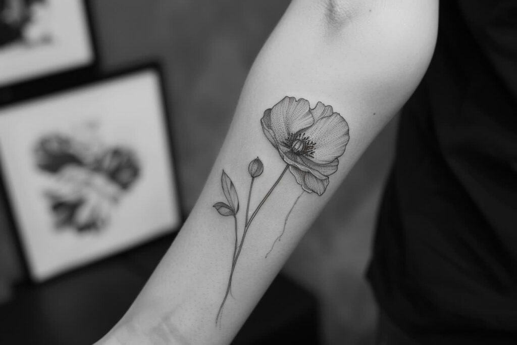 Tatouage Coquelicot Noir