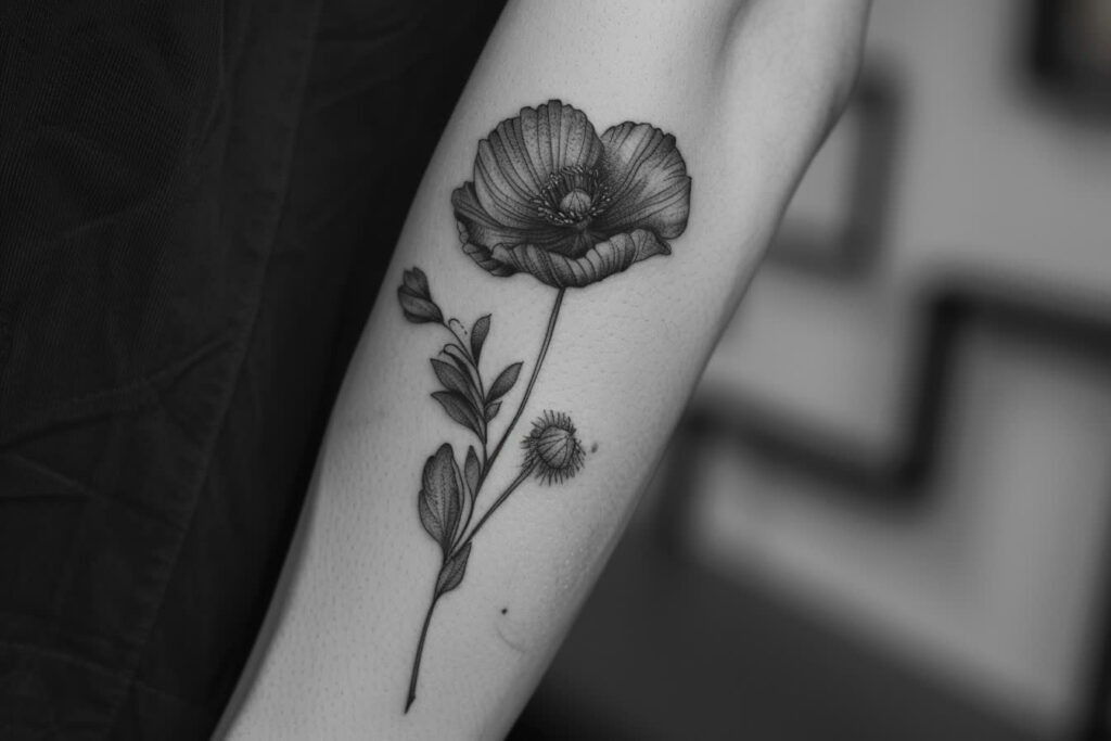 Tatouage Coquelicot Noir