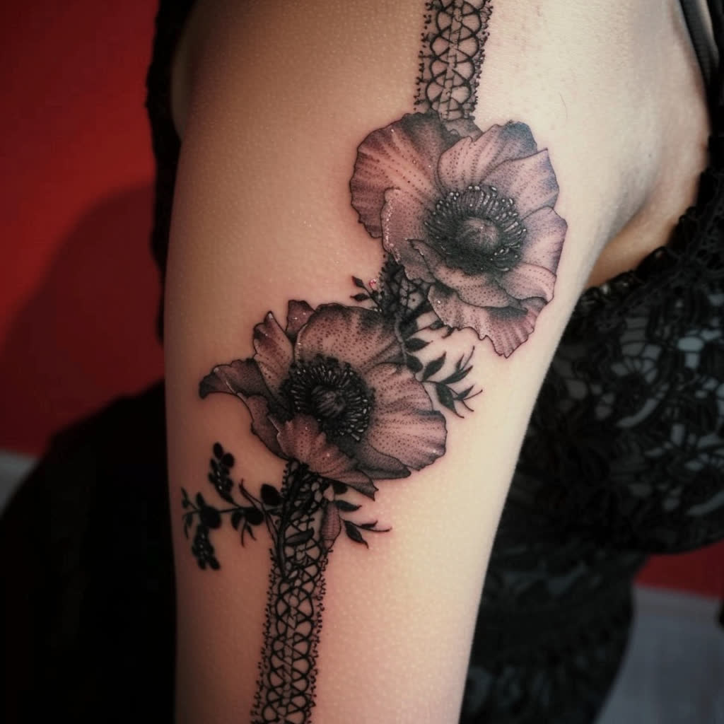 Tatouage Coquelicot Dentelle