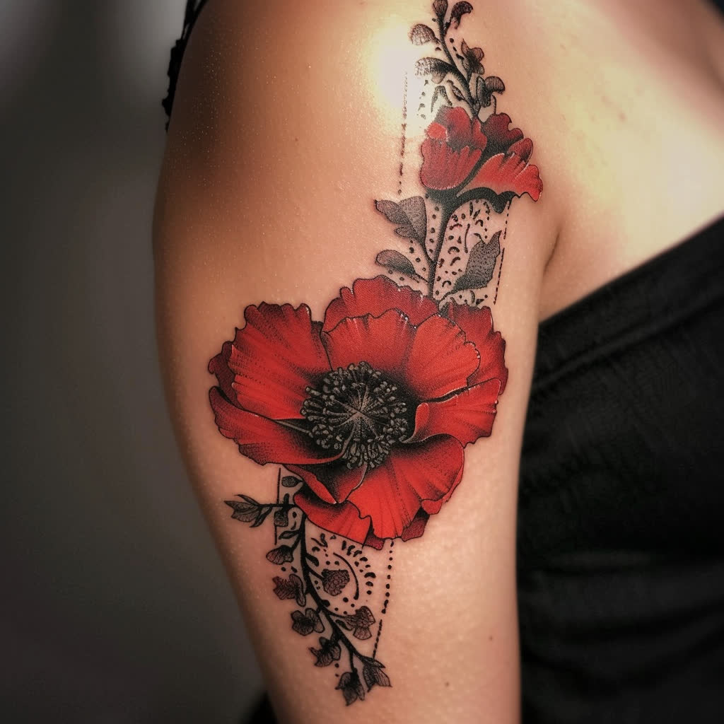 Tatouage Coquelicot Dentelle