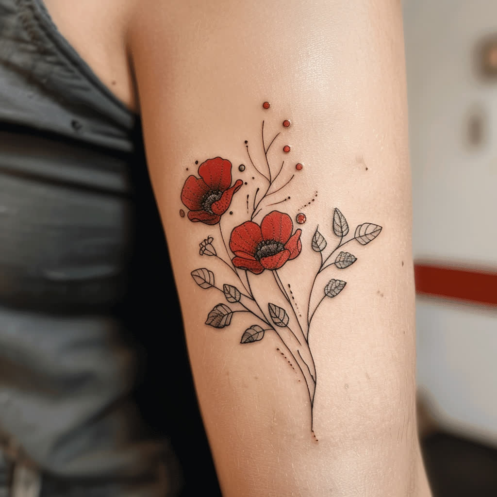 Tatouage Coquelicot Minimaliste