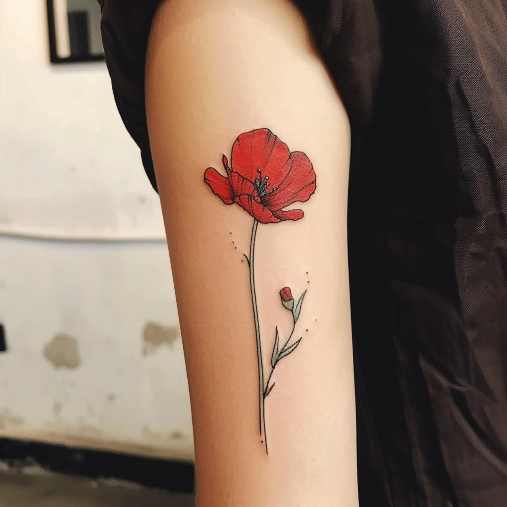 Tatouage Coquelicot Minimaliste