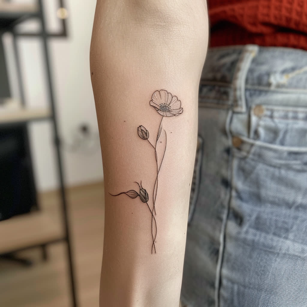 Tatouage Coquelicot Minimaliste