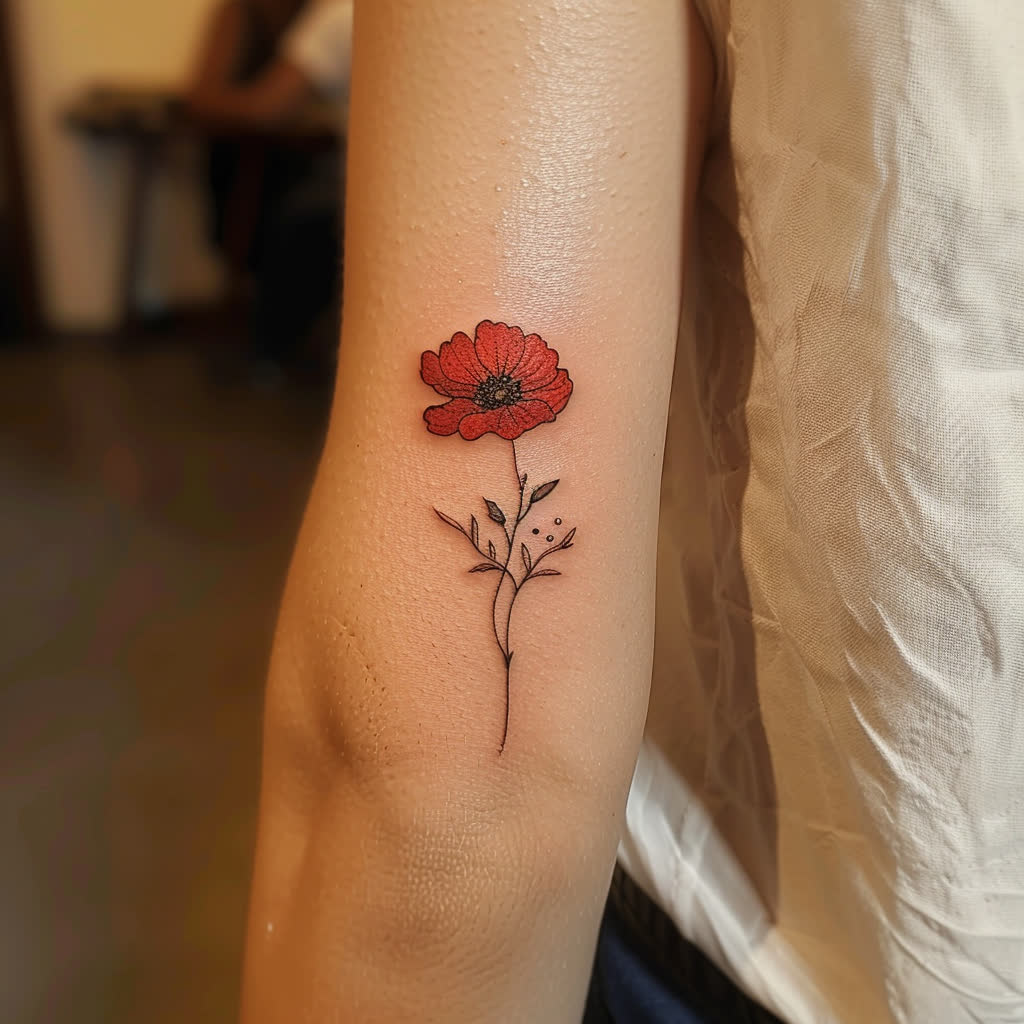 Tatouage Coquelicot Minimaliste