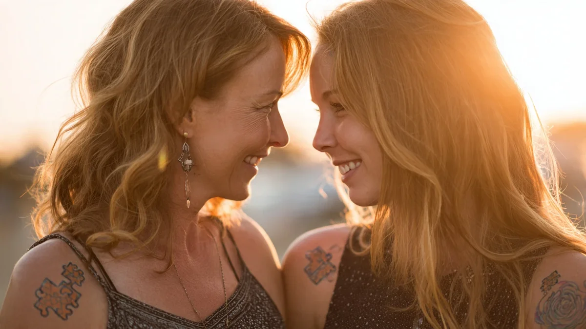 Tatouages puzzle représentant une mère et sa fille s'emboîtant parfaitement