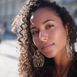 cheveux bouclés - séparation de côté